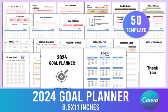 Download Editable 2024 Goal Planner for Canva - Editable Collection