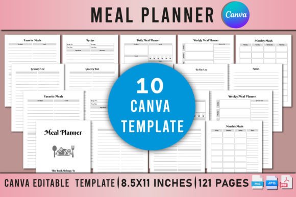 Download Editable Meal Planner Bundle for Canva - Editable Collection