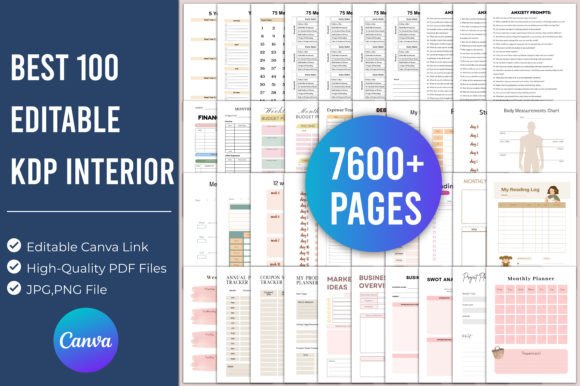 Download Best 100 Editable KDP Interior for Canva - Editable Collection
