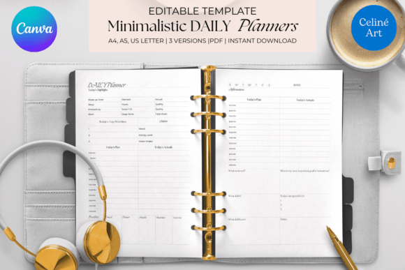 Download Editable Canva Daily Planner Template - Editable Collection