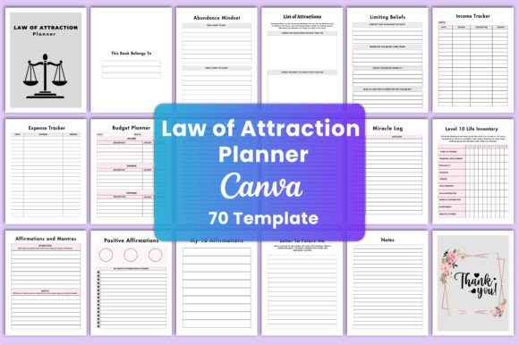 Download Editable Law of Attraction Planner Canva - Editable Collection