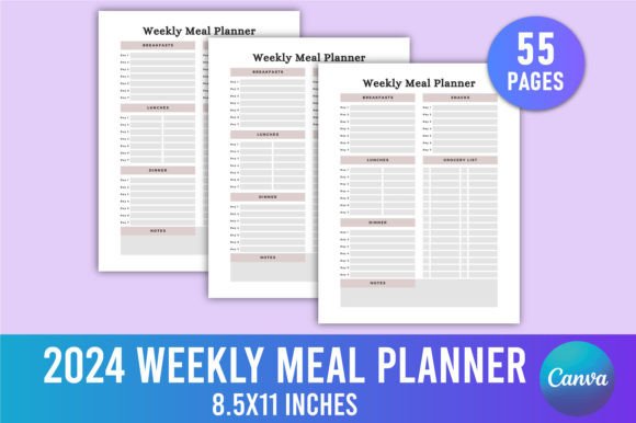 Download Editable 2024 Weekly Meal Planner Canva - Editable Collection