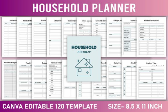 Download Editable Household Planner Canva - Editable Collection