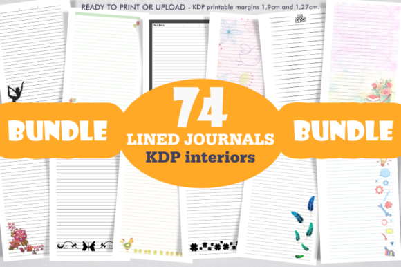 Download Bundle 74 KDP Interiors, Lined Journals. - Lined journal Collection