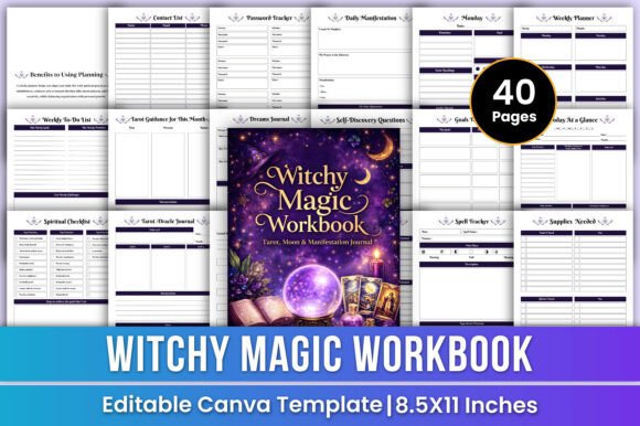 Download Witchy Magic Workbook Canva Kdp Interior - Magic Collection