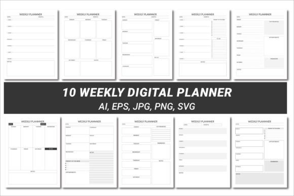 Download 10 Weekly Planner Editable KDP Interiors - Editable Collection