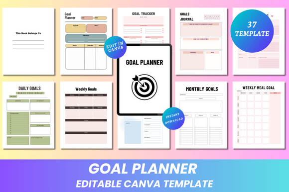 Download Editable Goal Planner Canva KDP Interior - Editable Collection