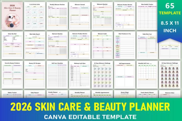 Download Editable 2026 Skin Care &amp; Beauty Planner - Editable Collection
