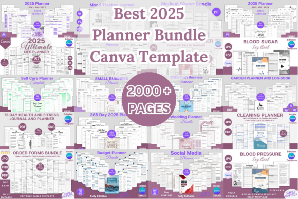 Download Best 2025 Planner Canva Template Bundle - Bundle Collection