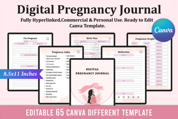 Download Editable Digital Pregnancy Journal KDP - Editable Collection