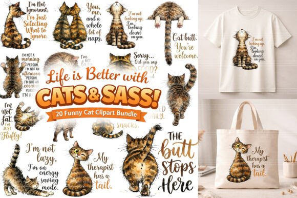 Download Funny Sassy Cat Quotes PNG Bundle Pack - Bundle Collection