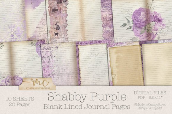 Download Shabby Purple Blank Lined Journal Pages - Lined journal Collection