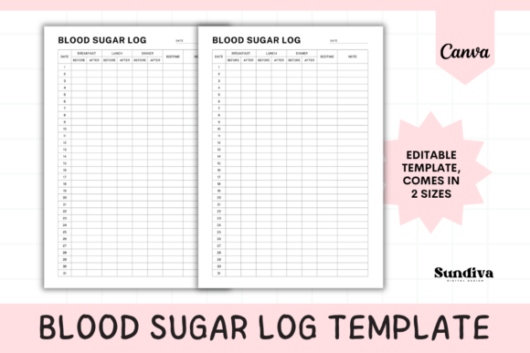 Download Editable Blood Sugar Log Template 3 - Editable Collection