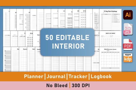 Download 50 Editable KDP Interior Bundle - Editable Collection