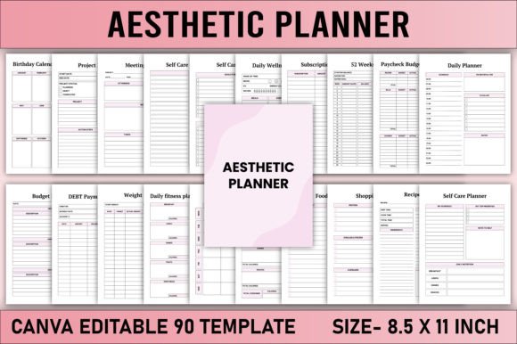 Download Editable Aesthetic Planner Canva - Editable Collection