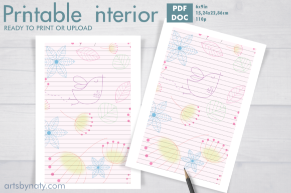 Download Birds and Flowers Overlay Lined Journal. - Lined journal Collection