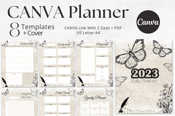 Download Editable Vintage CANVA Planner Template - Editable Collection