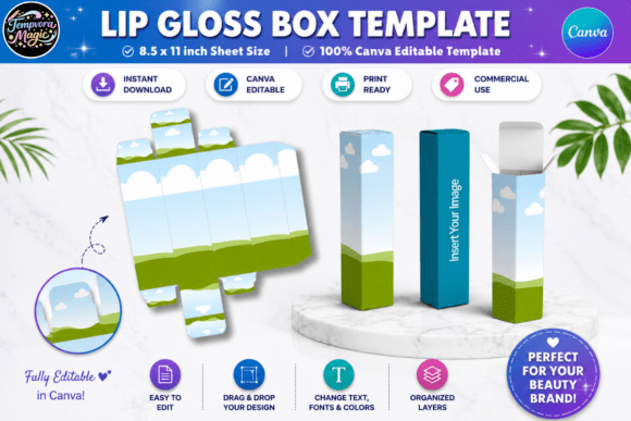 Download Lip Gloss Box Canva Editable Template - Editable Collection