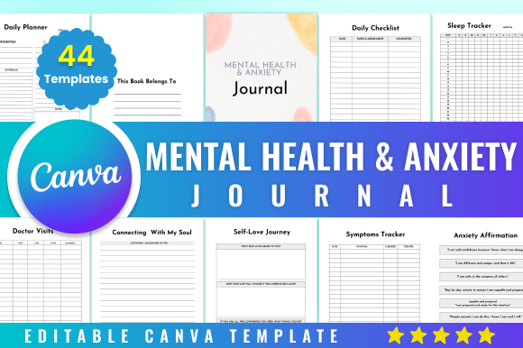Download Editable Mental Health &amp; Anxiety Journal - Editable Collection