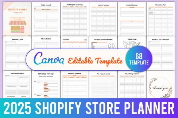 Download Editable 2025 Shopify Store Planner - Editable Collection