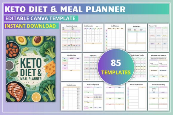 Download Editable Keto Diet &amp; Meal Planner - Editable Collection