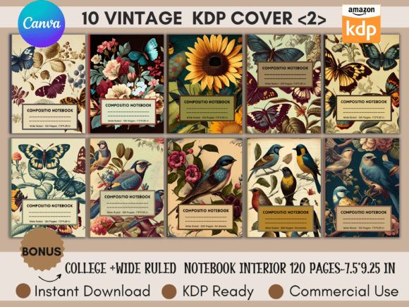 Download 10 Editable KDP Covers Canva Templates - Editable Collection