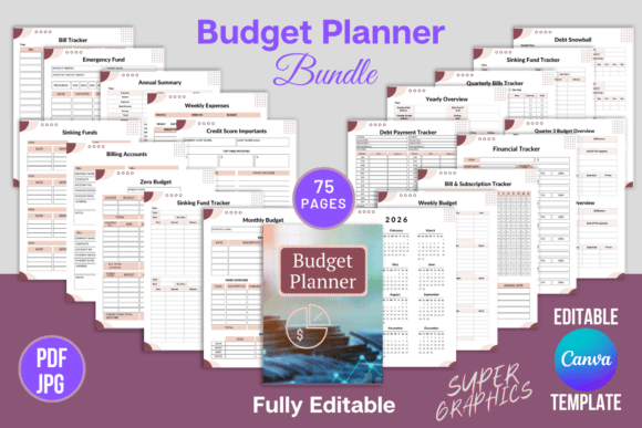 Download Budget Planner Bundle | Canva Template - Bundle Collection