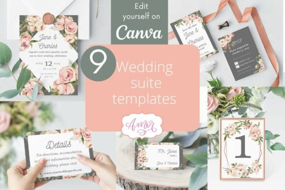 Download Floral Wedding Canva Templates Bundle - Bundle Collection