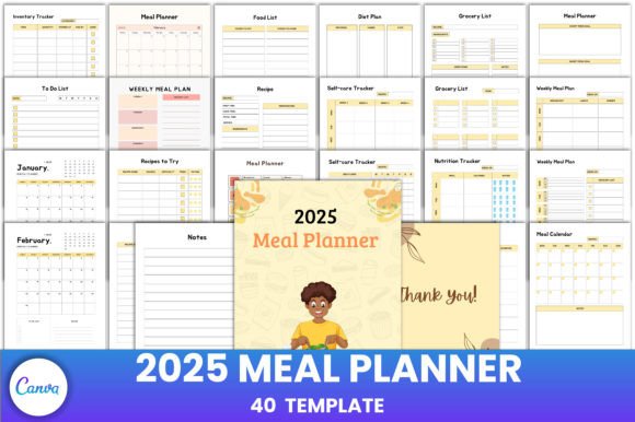 Download Editable 2025 Meal Planner Canva - Editable Collection