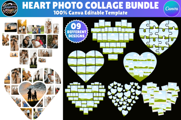Download Heart Photo Collage Editable Template - Editable Collection