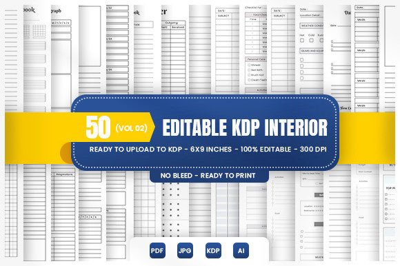 Download 50 Editable KDP Interior Bundle Vol(02) - Editable Collection