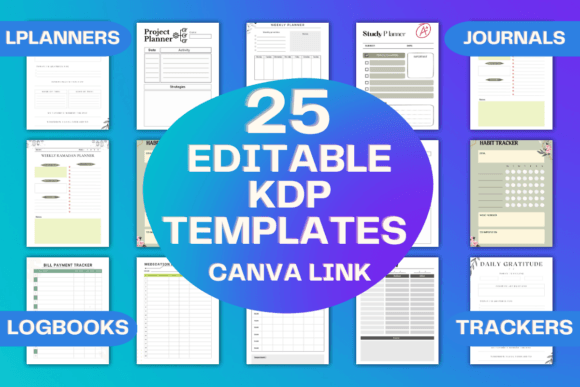 Download 25 Editable KDP Templates Canva Link - Editable Collection