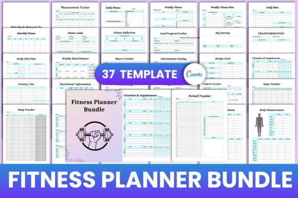 Download Editable Fitness Planner Bundle Canva - Editable Collection