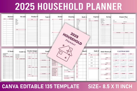 Download Editable 2025 Household Planner Canva - Editable Collection