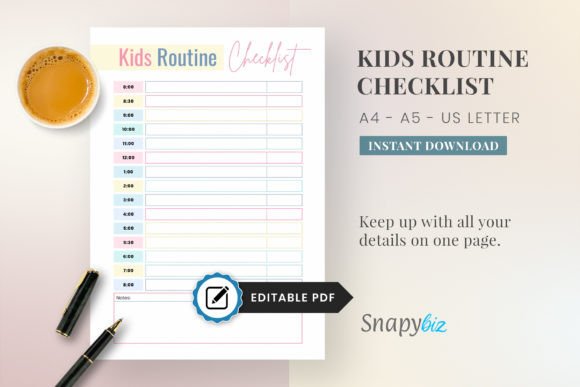 Download Editable Kids Daily Routine Checklist - Editable Collection